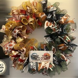 Festive Football-Themed Holiday Wreath